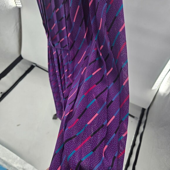 Vintage 80s Monica Richards of California Purple Stripes Midi Large flaws - Picture 4 of 8